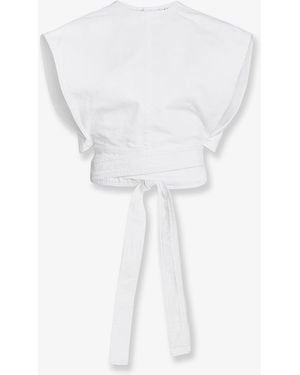 Alaïa Cotton Crop Fit Belted Top - White