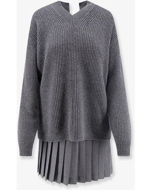 Semicouture Oliva Merino Wool Blend Short Dress - Gray