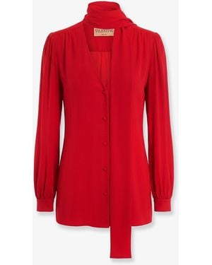 Valentino Silk Shirt With Bow - Red