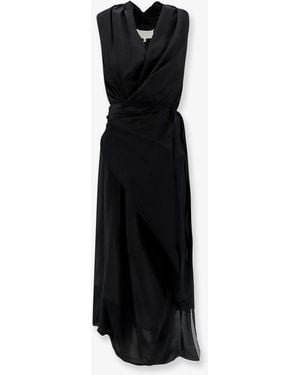Maison Margiela Draped Wrap-Style Midi Dress - Black
