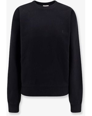 Saint Laurent Certified Cotton Sweatshirt With Cassandre Embroidery - Blue
