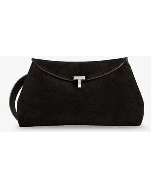 TOTEME T-Lock Suede Handbag - Black