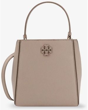 Tory Burch Mcgraw Small Leather Bucket Bag - Natural