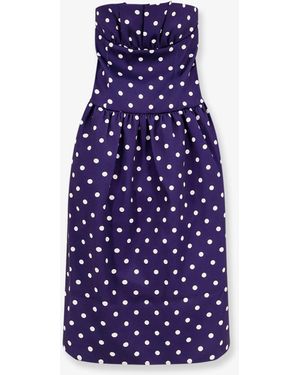 Self-Portrait Self Portrait Satin Dotted Midi Dress - Purple