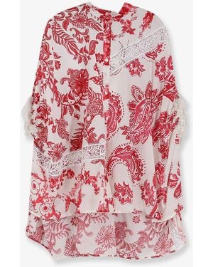 BYE Firenze Cotton Shirt With Lace Inserts - Pink