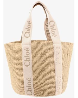 Chloé Woody Raffia Shoulder Bag - Natural