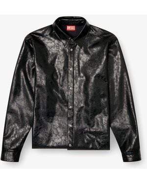 DIESEL S-Simply-Qmbu Faux-Leather Shirt - Black