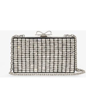 Self-Portrait Clutch Bag With Crystals - Metallic