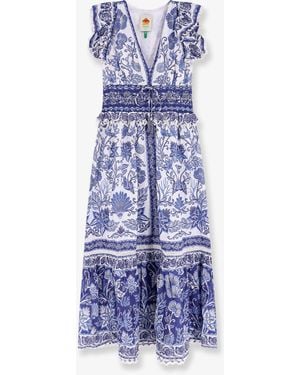 FARM Rio Shell Garden Cotton Long Dress - Blue