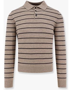 Tonywack Super Fine Merino Wool Striped Polo Shirt - White