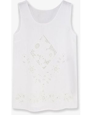 Dolce & Gabbana Linen Top With Floral Embroideries - White