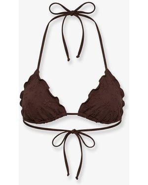 MC2 Saint Barth Sagittarius Bikini Top With All-Over Embroidery - White