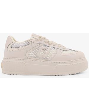 Fendi Match Leather Trainers - Natural