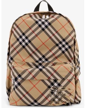 Burberry Essential Backpack With Check Pattern - Natural