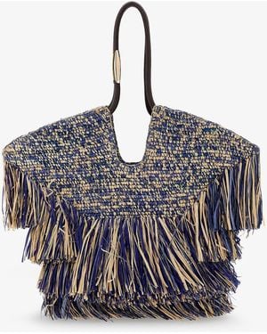 Zimmermann Goldentime Raffia Shoulder Bag - Blue