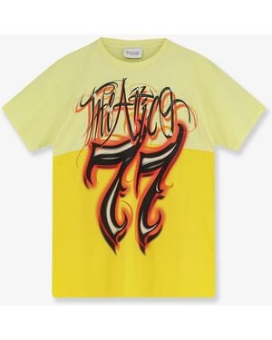 The Attico Cotton T-Shirt With Front Logo Print - Yellow