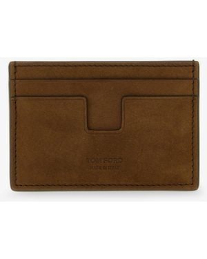 Tom Ford Suede Card Holder - Brown