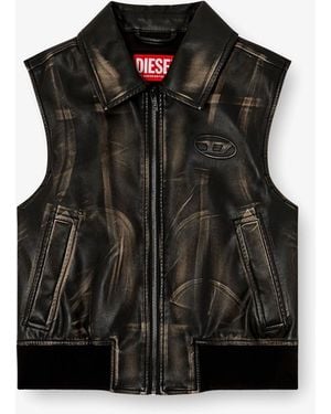 DIESEL G-Inko Faux Leather Sleeveless Jacket - Black