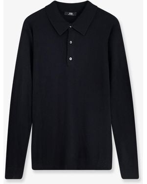 Alpha Studio Silk And Cashmere Polo Shirt - Blue