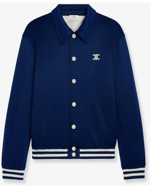 Celine Teddy Padded Nylon Bomber - Blue