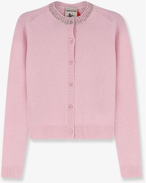 Semicouture Hennie Wool And Cashmere Cardigan With Rhinestone Detail - Pink