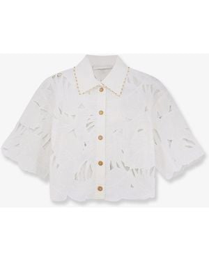 Zimmermann Mahon Cotton Shirt With All-Over Embroidery - White