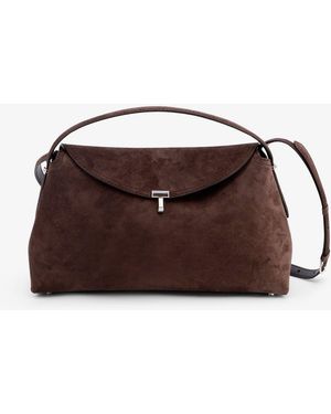 TOTEME T-Lock Suede Handbag - Brown