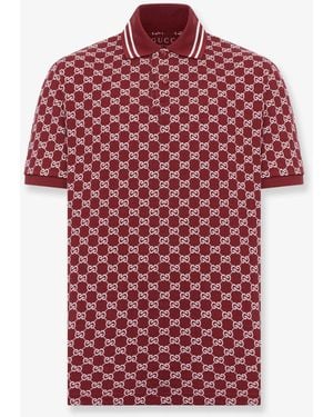 Gucci Gg Jacquard Cotton Piquet Polo Shirt - Red