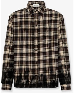 Laneus Cotton Blend Shirt With Check Pattern - Black