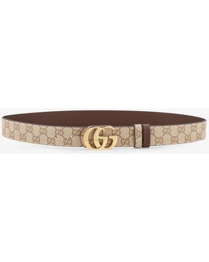 Gucci Gg Marmont Gg Fabric Reversible Belt - White