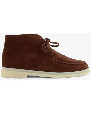 Loro Piana Walk And Walk Suede Lace-Up Ankle Boots - Brown