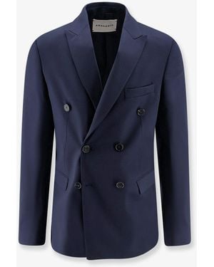 Amaranto Virgin Wool Blend Blazer - Blue