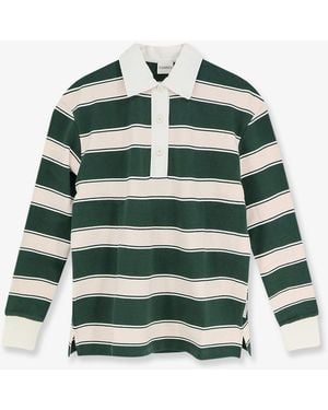 Closed Striped Cotton Rugby Polo Shirt - Green