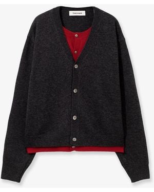 Tonywack Layered Wool Blend Cardigan - Black