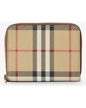 Burberry Coated Canvas Check Wallet - Natural