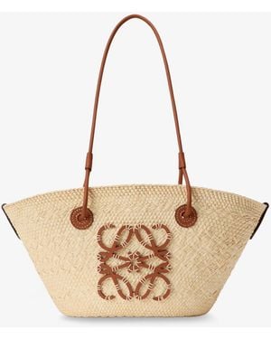 Loewe Paula's Ibiza Anagram Palm Leaf And Leather Shoulder Bag - Natural