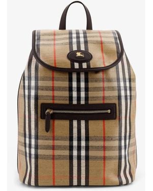 Burberry Highlands Coated Canvas Backpack With Front Logo - Natural