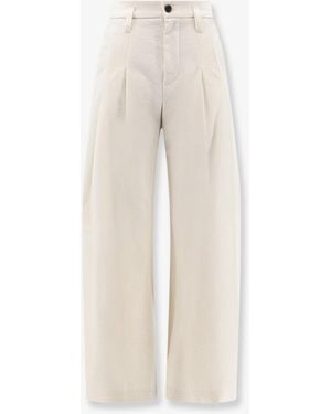 Brunello Cucinelli Baggy Wrinkled Wool And Cotton Pants - Natural