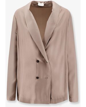 Alysi Double-Breasted Silk Blazer - Natural