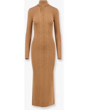 Elisabetta Franchi Knitted Dress With Snake Detail - Natural
