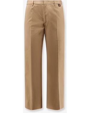 Gucci Cotton Trousers With Web Detail - Natural