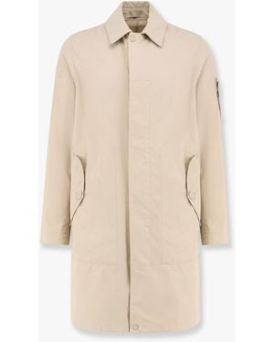 Stone Island Organic Cotton Trench With Iconic Patch - Natural