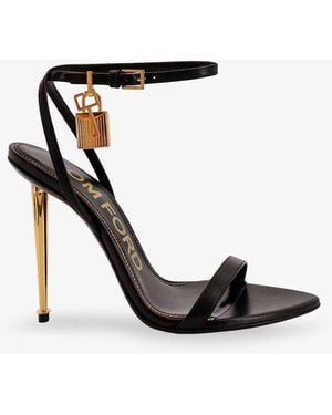 Tom Ford Leather Sandals With Logoed Padlock - Black