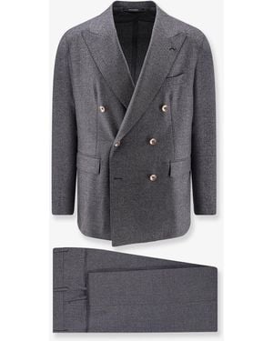 Tagliatore Double-Breasted Stretch Virgin Wool Suit - Grey