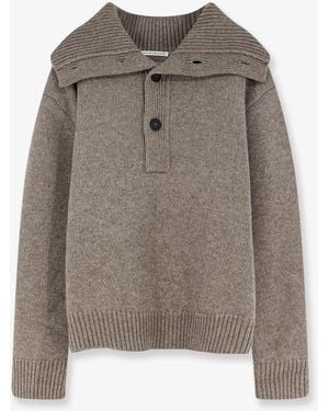Studio Nicholson Button-Up Yax And Extrafine Merino Wool Jumper - Grey