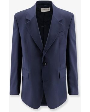 Amaranto Virgin Wool Blend Blazer - Blue
