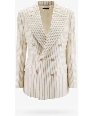 Tom Ford Double-Breasted Jacket With Striped Pattern - White
