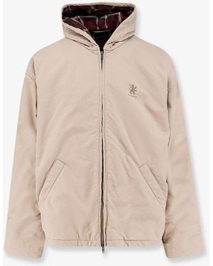 Balenciaga Cotton Blend Jacket With Embroidered Logo On The Front - Natural