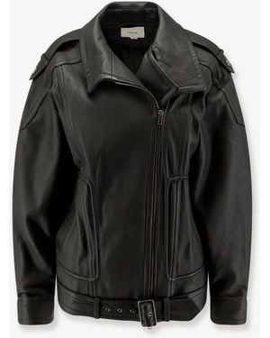 Vince Oversized Leather Jacket - Black