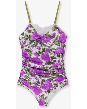 Chloé One-Piece Swimsuit With Floral Pattern - Pink